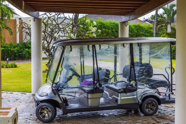 Golf Cart with Rain Cover